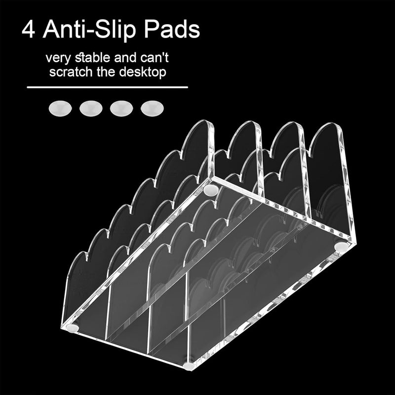 YAGELI 2 Pack 3-Slot Acrylic Mail Organizer for Desktop – Scalloped Clear Document Sorter, Vertical File Holder for Office/Home, Space-Saving Desk Organizer for Letters,Envelope,Bills,Stationery - Image 3